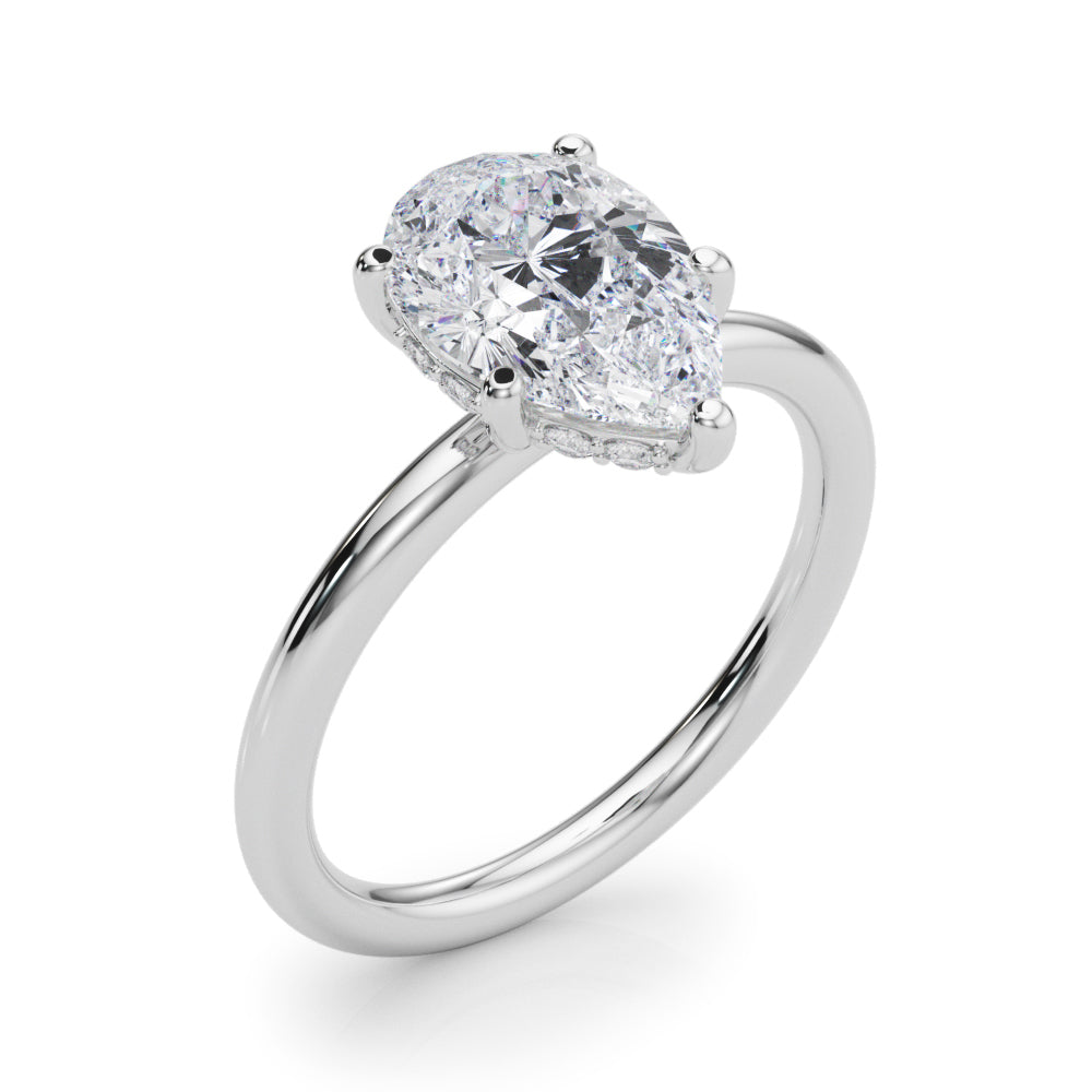 Pear Shaped Hidden Halo Engagement Ring