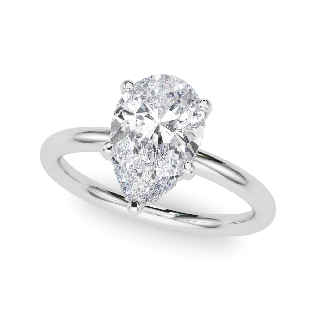 Pear Shaped Hidden Halo Engagement Ring