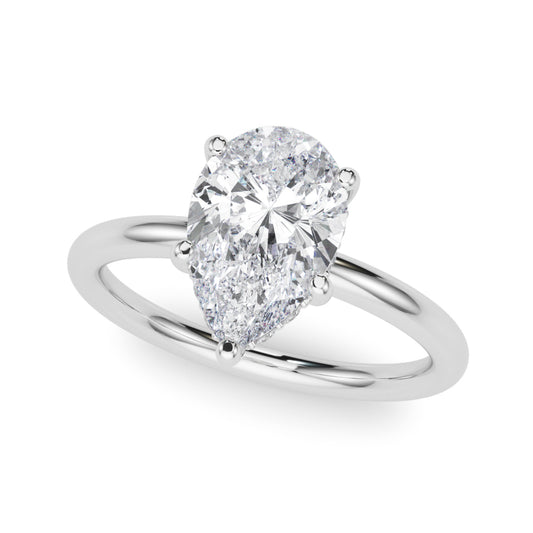 Pear Shaped Hidden Halo Engagement Ring