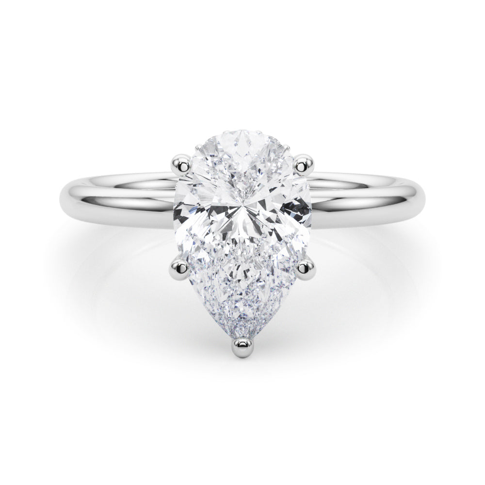 Pear Shaped Hidden Halo Engagement Ring