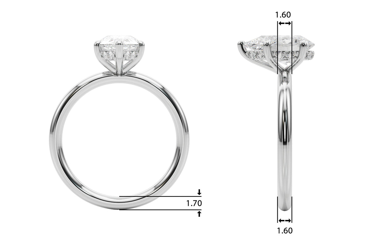 Pear Shaped Hidden Halo Engagement Ring
