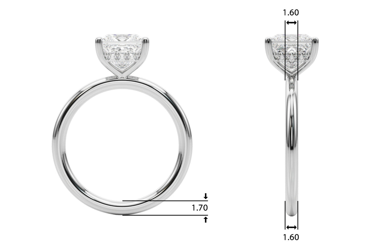 Hidden Halo Princess Cut Engagement Ring