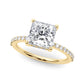 Single Row Hidden Halo Square Engagement Ring