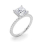 Single Row Hidden Halo Square Engagement Ring