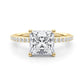 Single Row Hidden Halo Square Engagement Ring