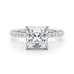 Single Row Hidden Halo Square Engagement Ring
