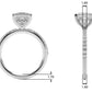 Single Row Hidden Halo Square Engagement Ring