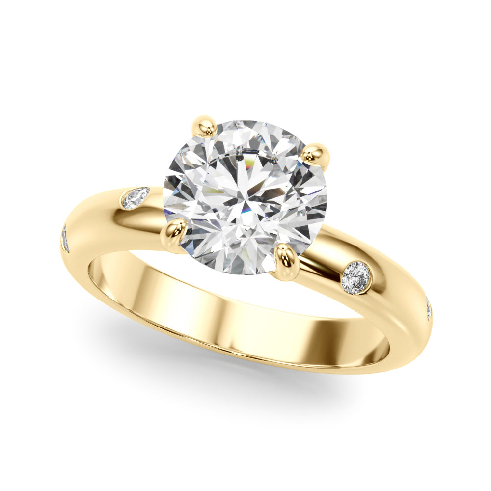 Burnish Set Round Solitaire Engagement Ring