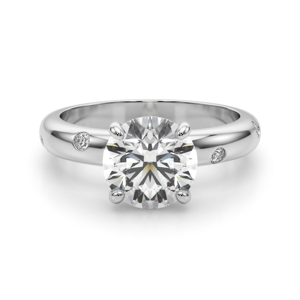 Burnish Set Round Solitaire Engagement Ring