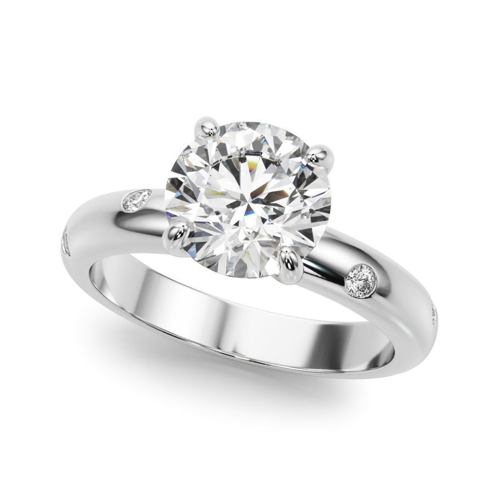 Burnish Set Round Solitaire Engagement Ring