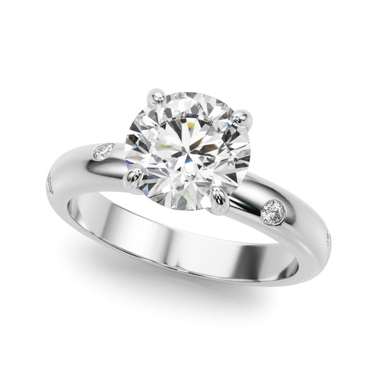 Burnish Set Round Solitaire Engagement Ring