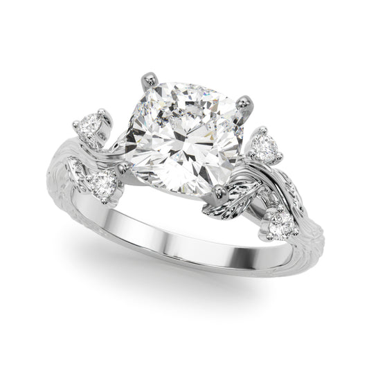 Accented Floral Engagement Ring
