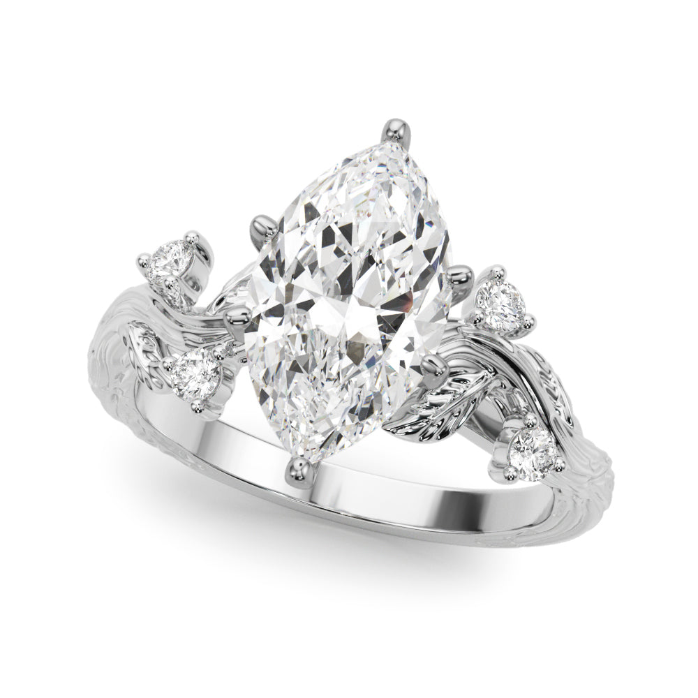 Accented Floral Engagement Ring
