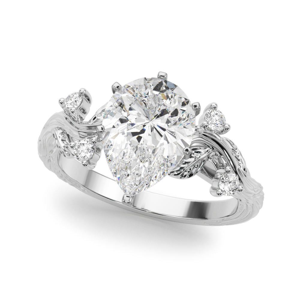 Accented Floral Engagement Ring