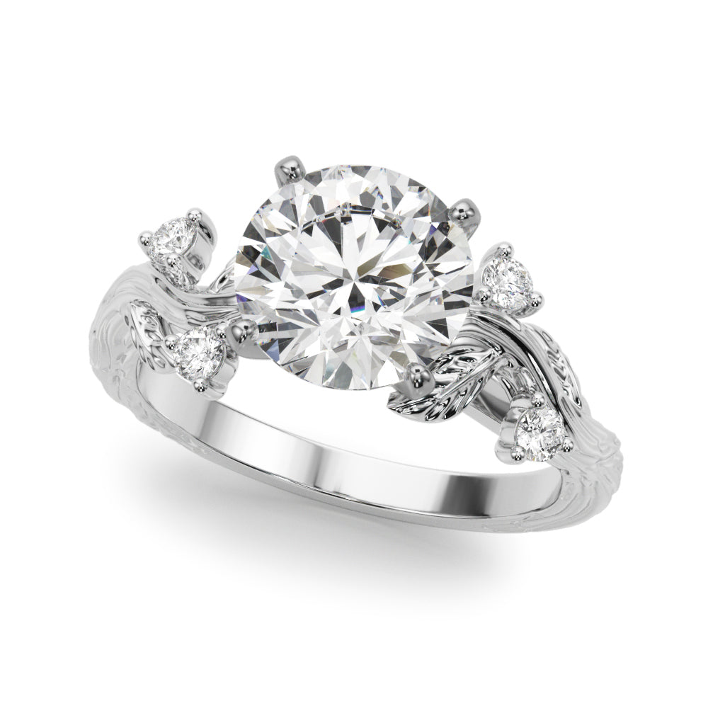 Accented Floral Engagement Ring