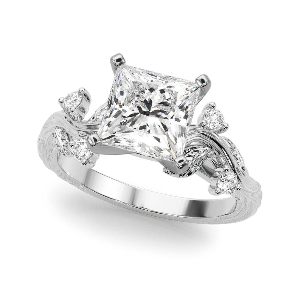 Accented Floral Engagement Ring