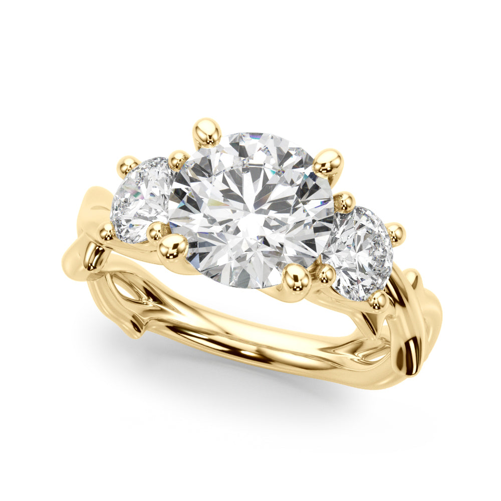 3-Stone Twisted Shank Engagement Ring