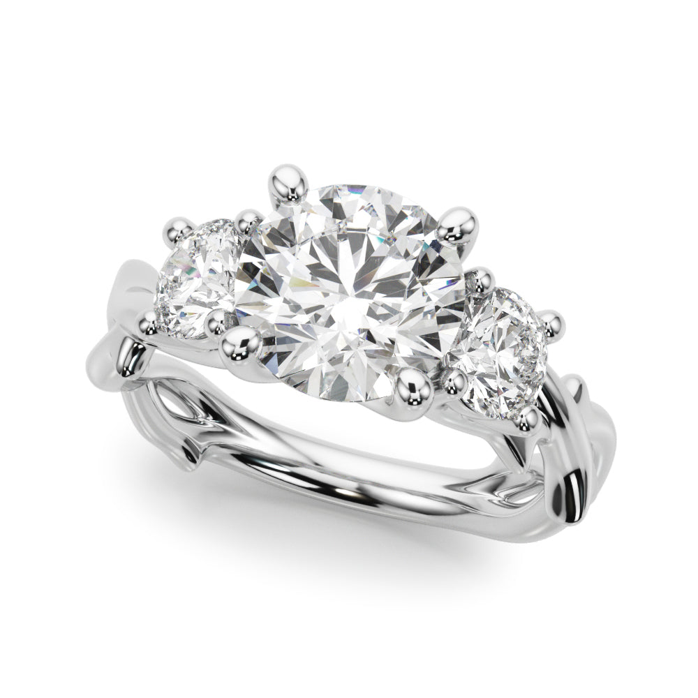 3-Stone Twisted Shank Engagement Ring