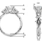 3-Stone Twisted Shank Engagement Ring