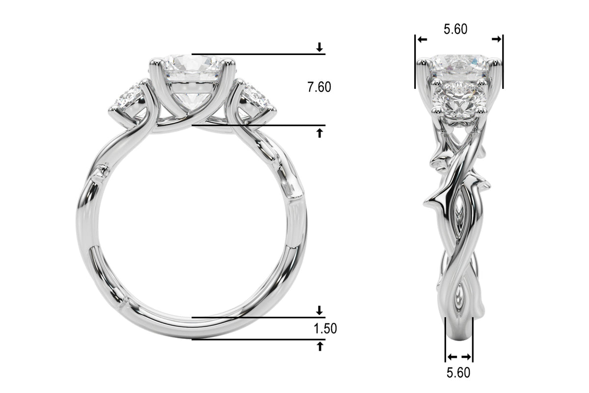 3-Stone Twisted Shank Engagement Ring