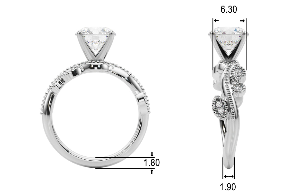Nature Inspired Milgrain Engagement Ring