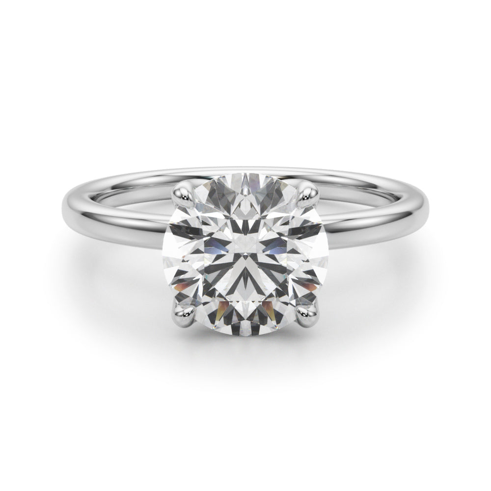 Round Tulip Hidden Halo Engagement Ring