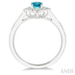 6X4 MM Oval Shape Aquamarine and 1/5 Ctw Round Cut Diamond Semi-Precious Ring in 10K White Gold
