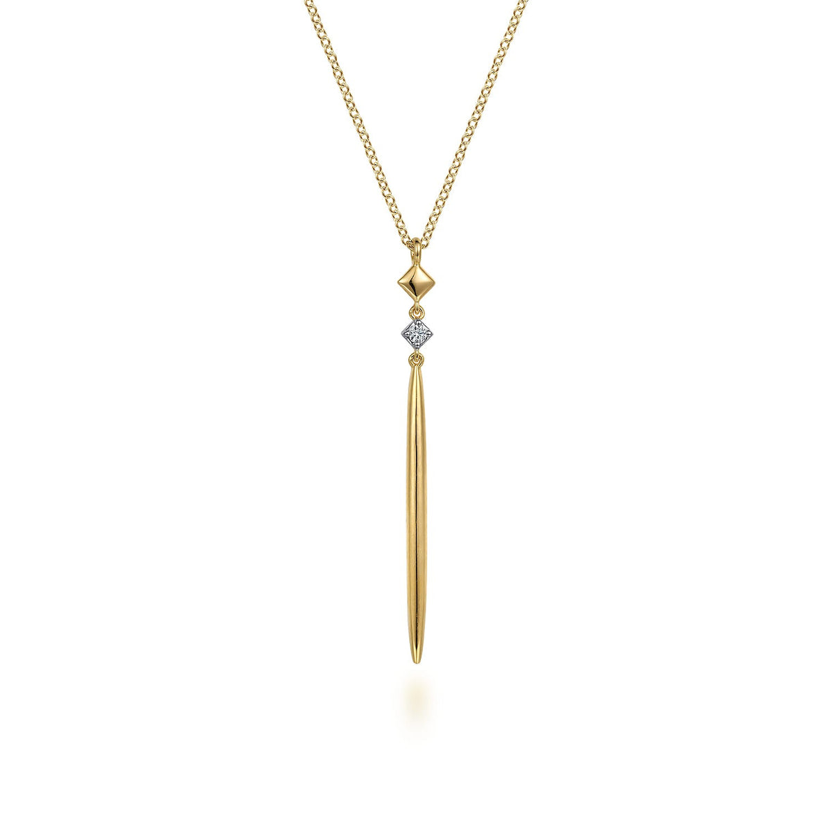 Gabriel & Co. 14K Yellow Gold Diamond Pendant Drop Necklace .03CTW