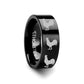 Animal Rooster Print Engraved Flat Black Tungsten Ring - 4mm - 12mm - 6mm