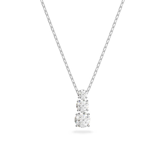 Swarovski Attract Trilogy Pendant, Round Cut, White, Rhodium Plated