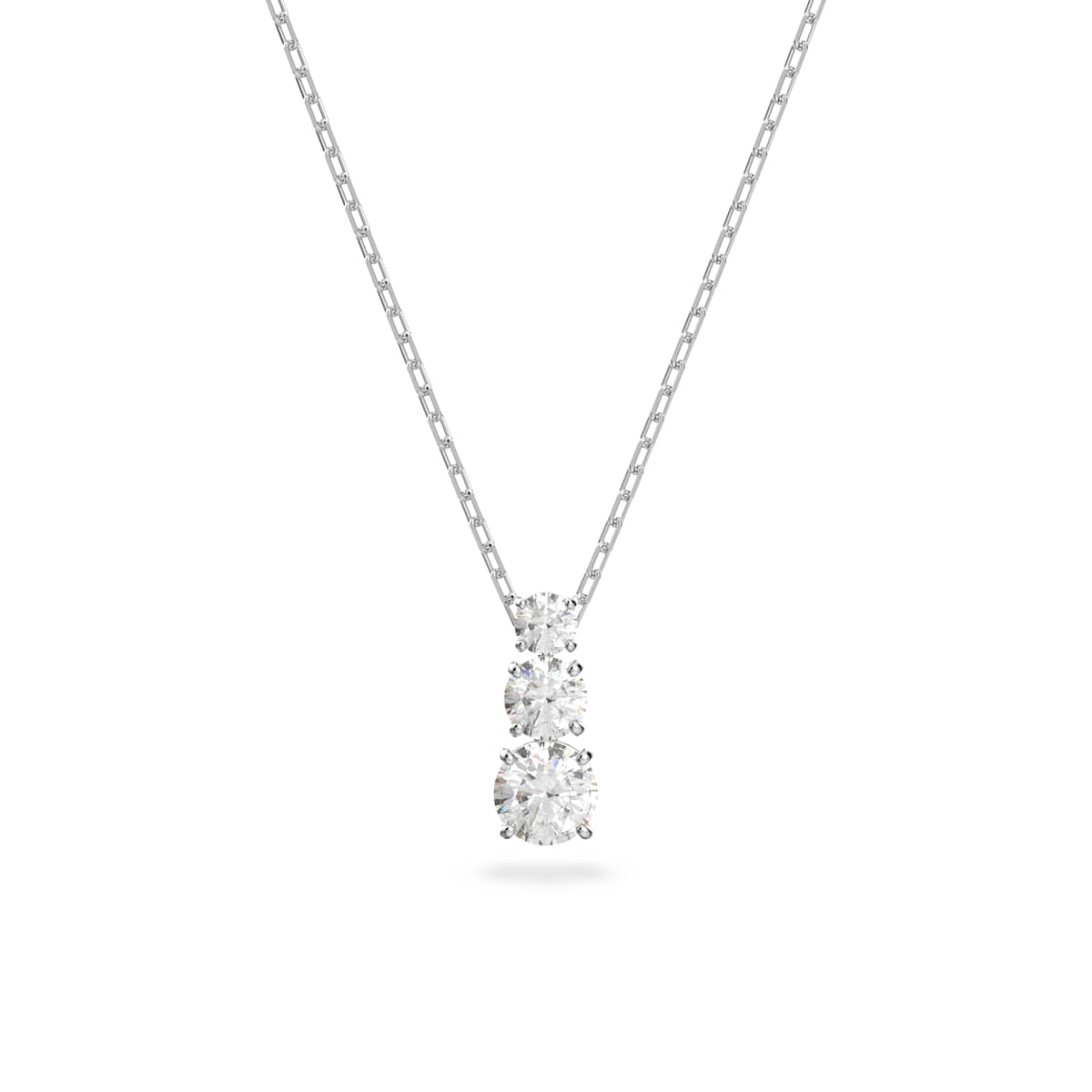 Swarovski Attract Trilogy Pendant, Round Cut, White, Rhodium Plated