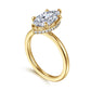 Gabriel & Co. Rainah 14K Yellow Gold Hidden Halo Marquise Diamond Engagement Ring 13x6.5 semi .15ctw
