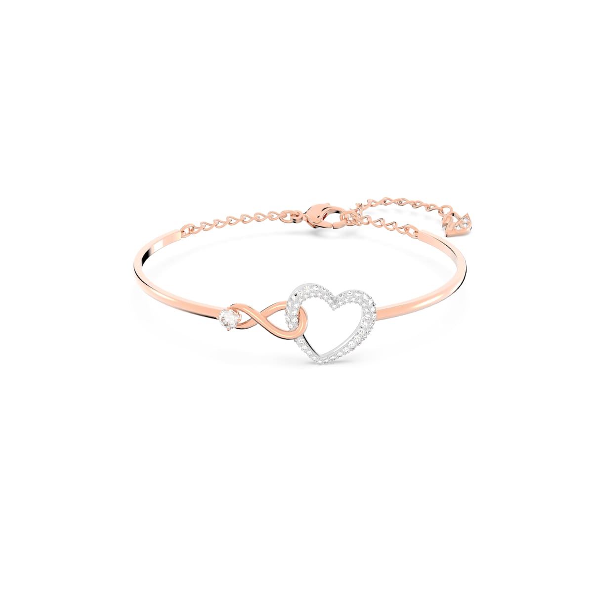 Swarovski Hyperbola Bangle, Infinity and Heart, White, Mixed Metal Finish