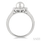 7 MM Cultured Pearl and 1/4 Ctw Round Cut Diamond Halo Ring in 10K White Gold