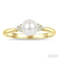 6 MM Cultured White Pearl and 1/20 Ctw Round Cut Diamond Fashion Ring in 10K Yellow Gold
