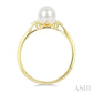 6 MM Cultured White Pearl and 1/20 Ctw Round Cut Diamond Fashion Ring in 10K Yellow Gold