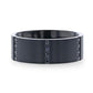 MYSTERIOUS Flat Brushed Black Titanium Men's Wedding Ring With 6 Sets of Quadruple Black Sapphires In Horizontal Channel