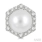 7 MM Cultured Pearls and 1/3 Ctw Hexagon Shape Round Cut Diamond Earrings in 14K White Gold