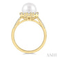 8 MM Cultured Pearl and 1/3 Ctw Hexagon Shape Round Cut Diamond Ring in 14K Yellow Gold