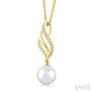 7 MM Conch Round Shape Cultured Pearl and 1/10 Ctw Conch Round Cut Diamond Fashion Pendant With Chain in 10K Yellow Gold