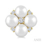 4 MM Round Shape Floral Cultured Pearls and 1/10 Ctw Round Cut Diamond Fashion Stud Earrings in 10K Yellow Gold