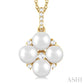 5X5 MM Round Shape Floral Cultured Pearls and 1/10 Ctw Round Cut Diamond Fashion Pendant With Chain in 10K Yellow Gold