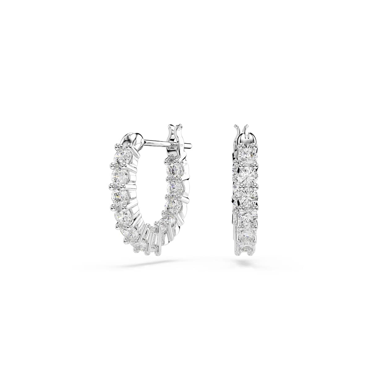 Swarovski Matrix Hoop Earrings, Round Cut, White, Rhodium Plated