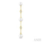 4 MM, 5 MM & 6 MM Round Shape Cultured Pearls and 1/10 Ctw Round Cut Diamond Station Long Earrings in 14K Yellow Gold