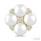 3 MM Floral Round Shape Cultured Pearl and 1/20 Ctw Round Cut Diamond Fashion Stud Earrings in 10K Yellow Gold