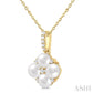 4 MM Floral Round Shape Cultured Pearl and 1/10 Ctw Round Cut Diamond Fashion Pendant With Chain in 10K Yellow Gold