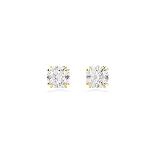 Swarovski Constella Stud Earrings, Round Cut, White, Gold-Tone Plated