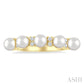 4 MM Round Shape Cultured Pearl and 1/6 Ctw Round Cut Diamond Semi-Precious Fashion Ring in 10K Yellow Gold