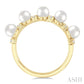 4 MM Round Shape Cultured Pearl and 1/6 Ctw Round Cut Diamond Semi-Precious Fashion Ring in 10K Yellow Gold