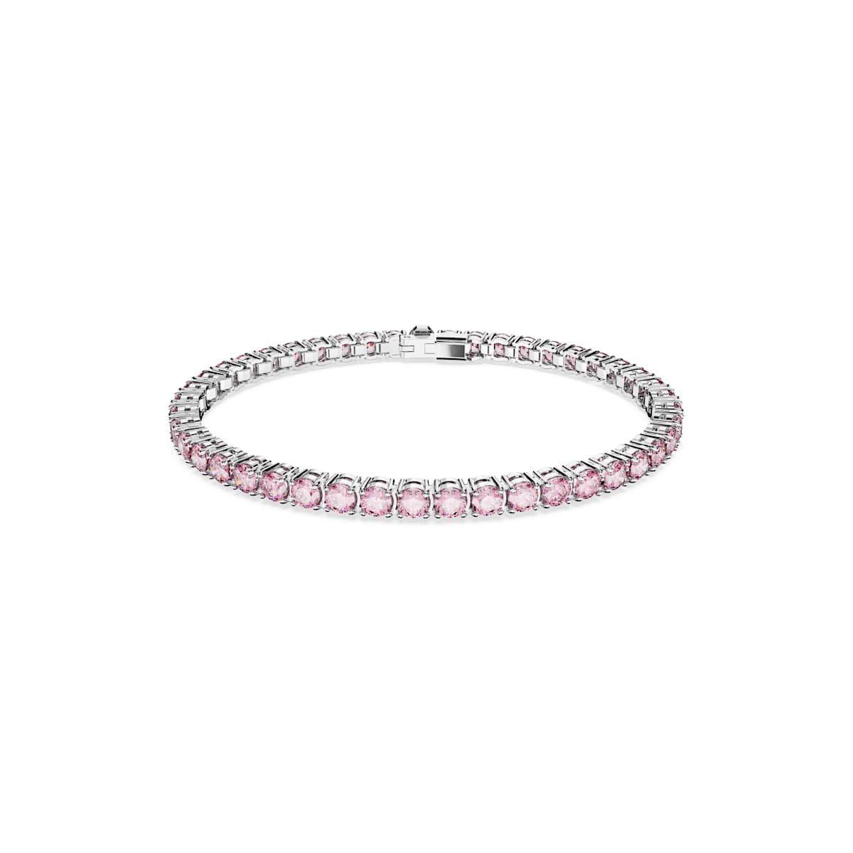 Swarovski Matrix Tennis Bracelet, Round cut, Pink, Rhodium plated